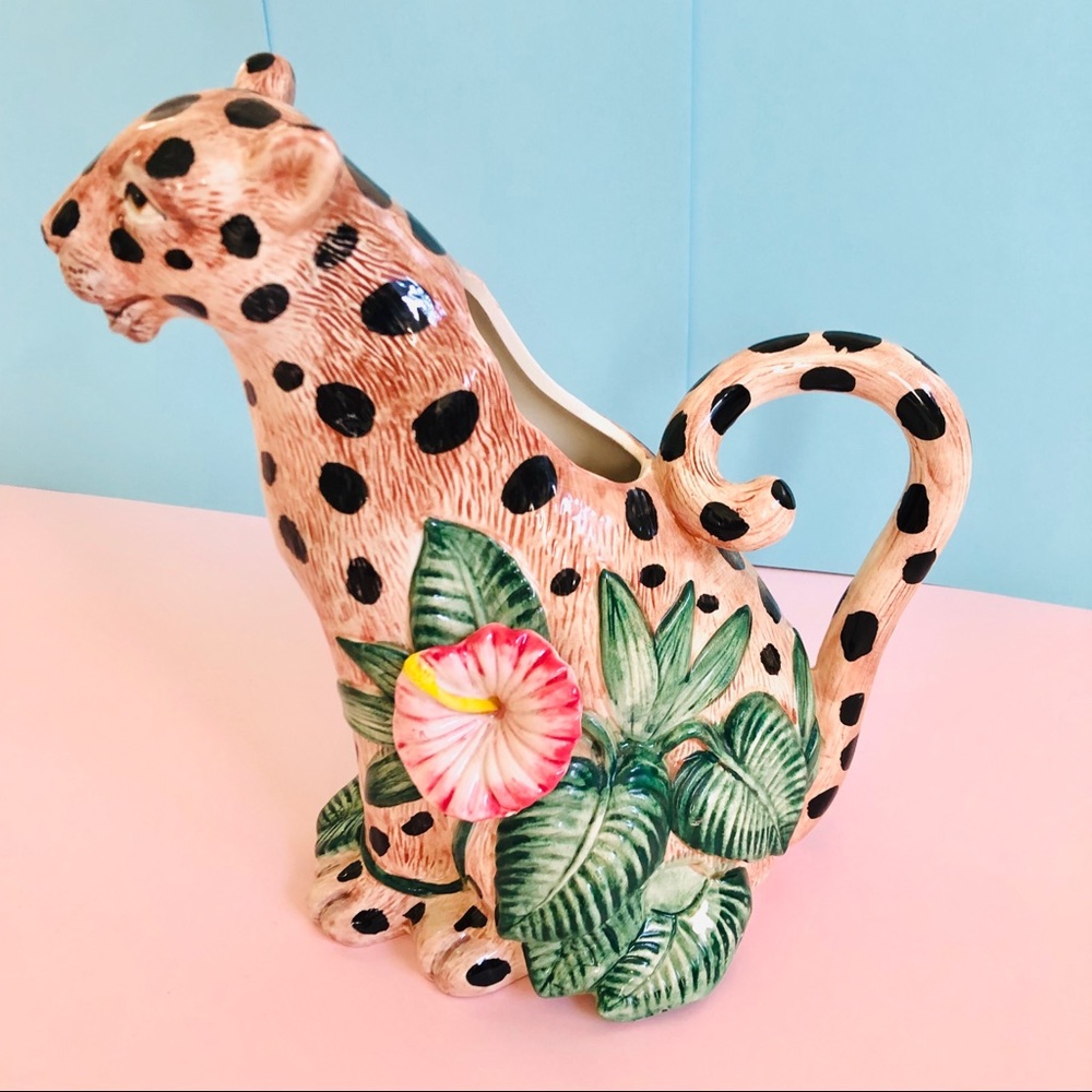 Fitz & Floyd vintage ceramic pitcher leopard 🐆